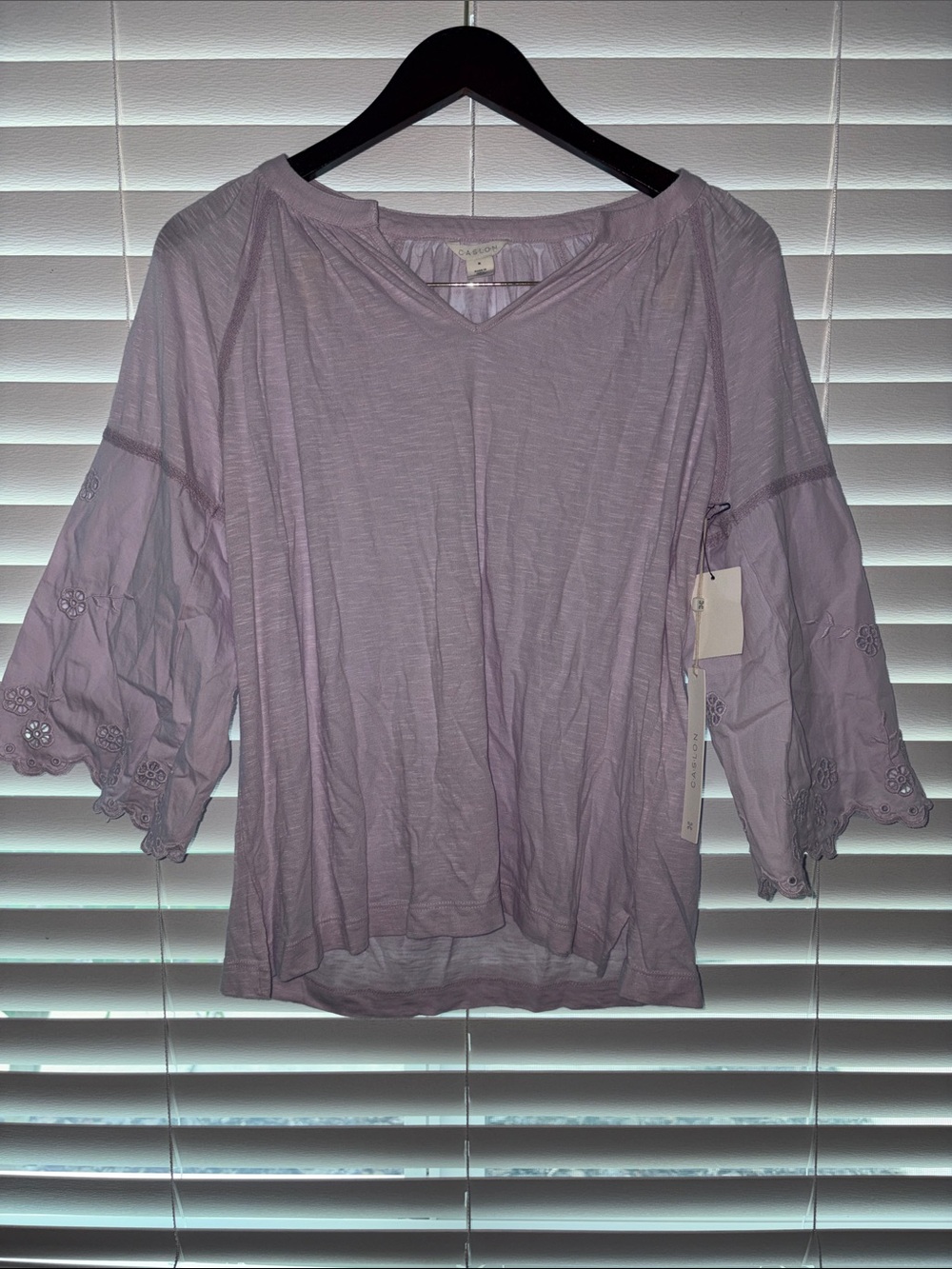 Lilac Embroidered Sleeve Women's Top - CASLON